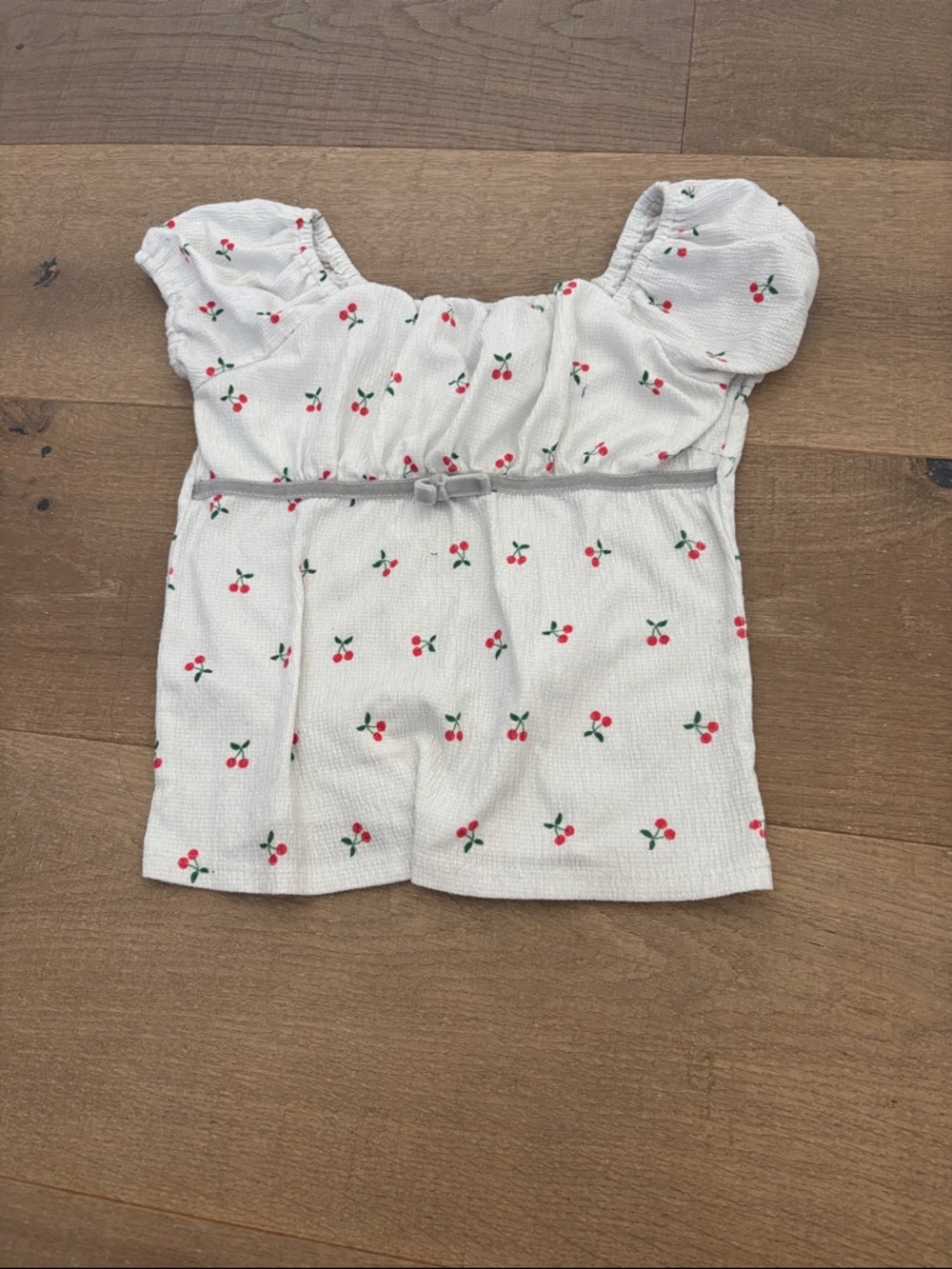 Tilly's White Cherry Print Ruffle Sleeve Tank